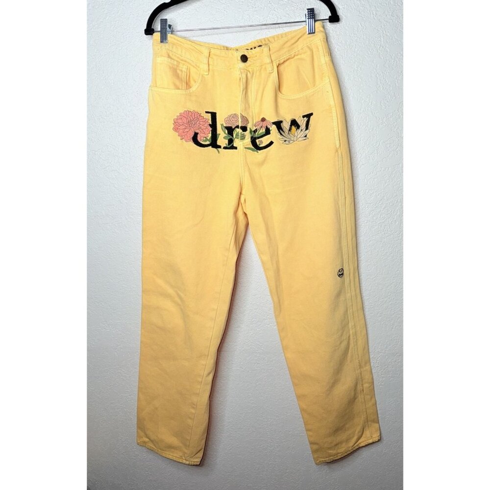 Drew House Denim Carpenter Pant Light Yellow With Flowers Size 30 Jeans Y